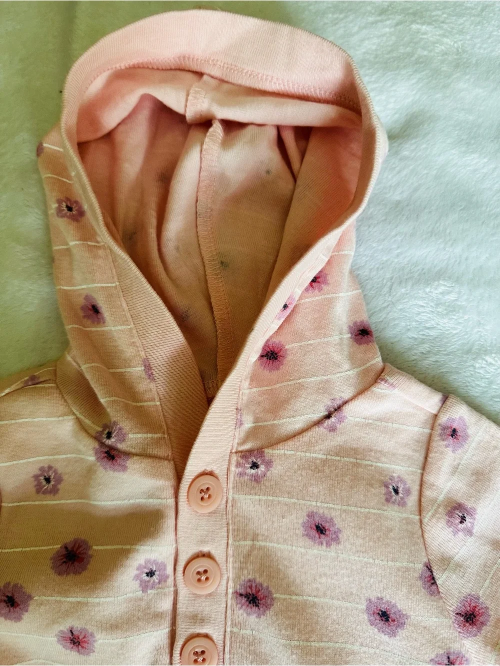 Old Navy Light Pink Floral Stripe Hoodie